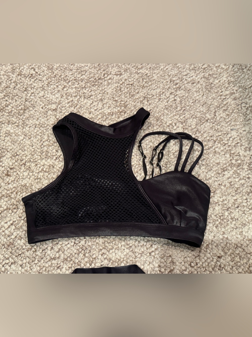 Bombshell Sportswear Black Mesh Strappy Sports Bra